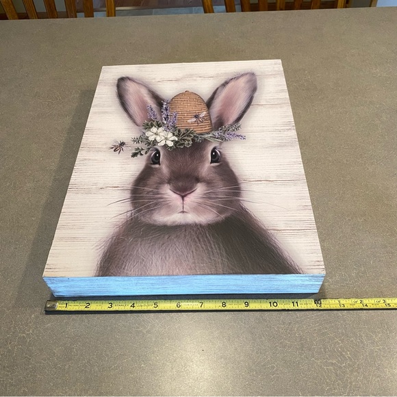 Springtime Bunny with Beehive Wooden Picture - Picture 7 of 10